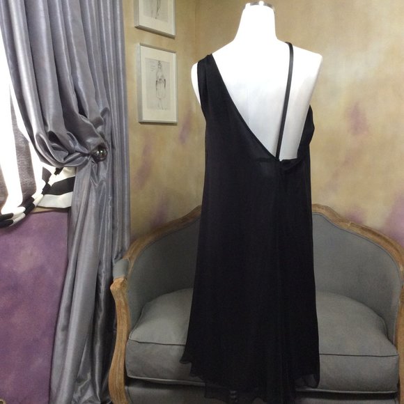 MaxStudio silk mesh chiffon one shoulder cocktail dress, size 6 - Picture 5 of 10